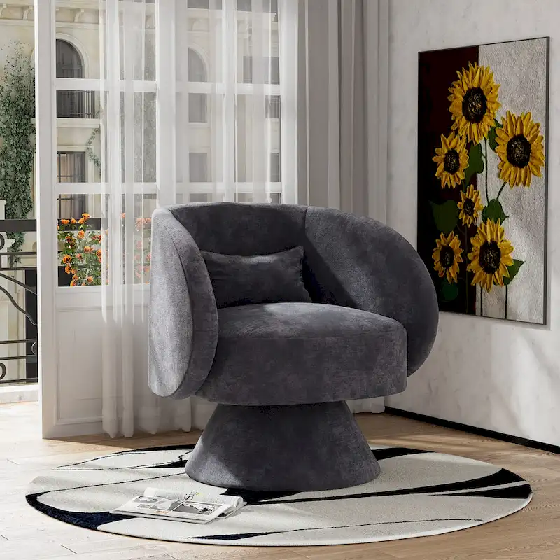 Ouyessir 360 Degree Modern Swivel Cuddle Barrel Sofa Chairs