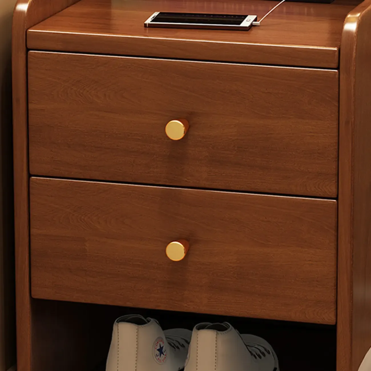 Classic Premium Wood 2 Drawers  Bedside Cabinet Nightstand