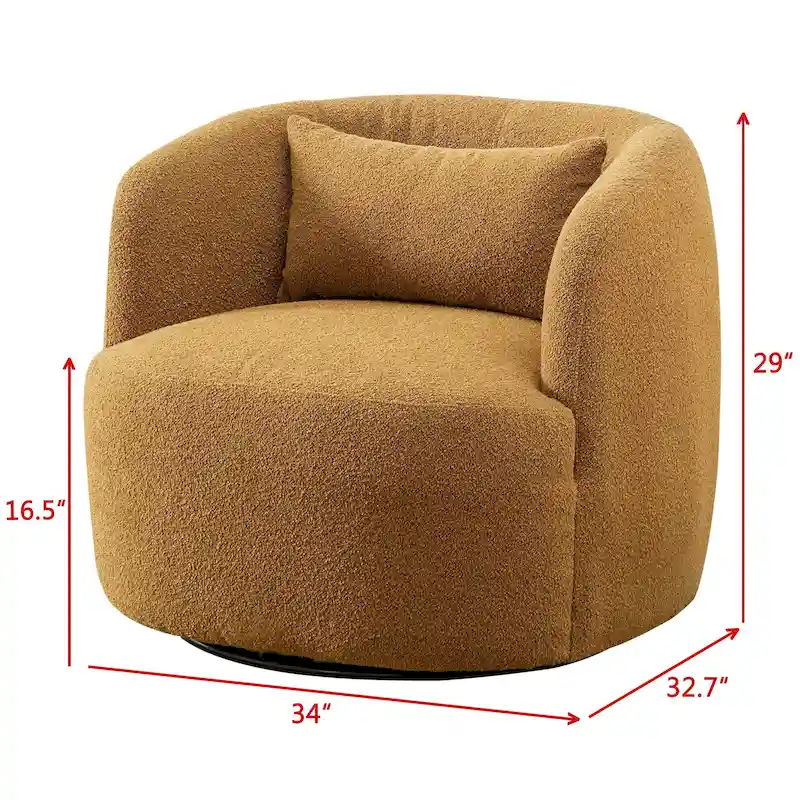 KINWELL 34 Wide Boucle Fabric Upholstered Swivel Armchair (Set of 2)