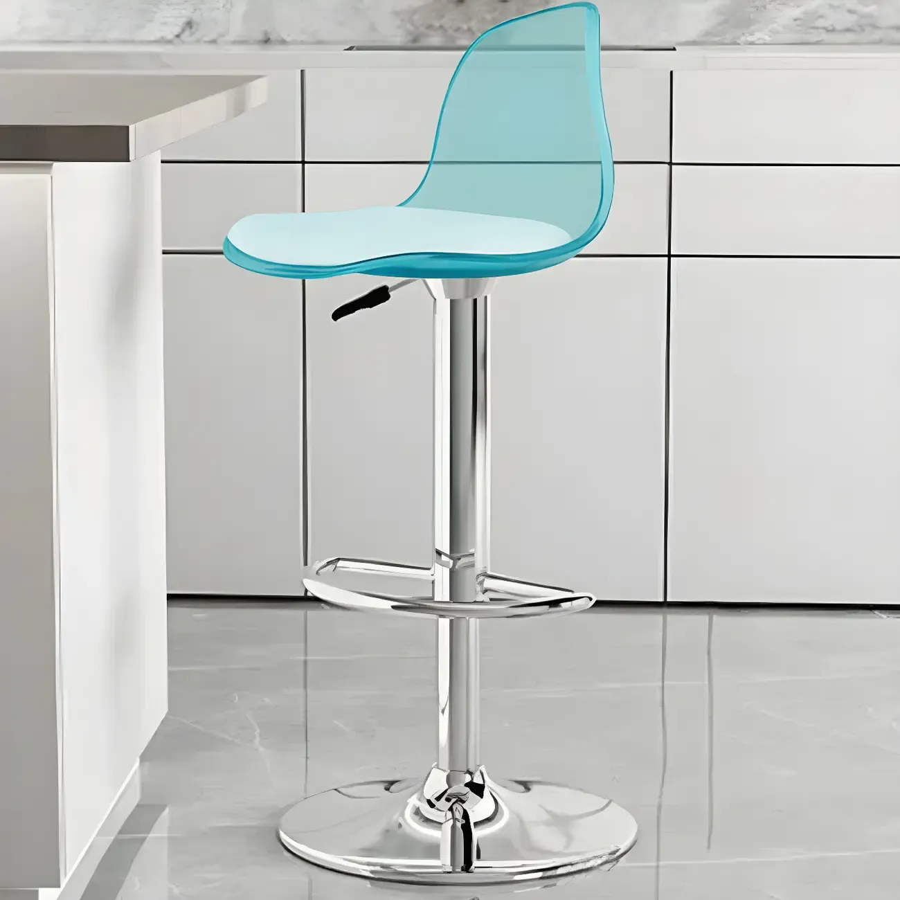 Modern Swivel Cushioned Acrylic Bar Stools with Backs