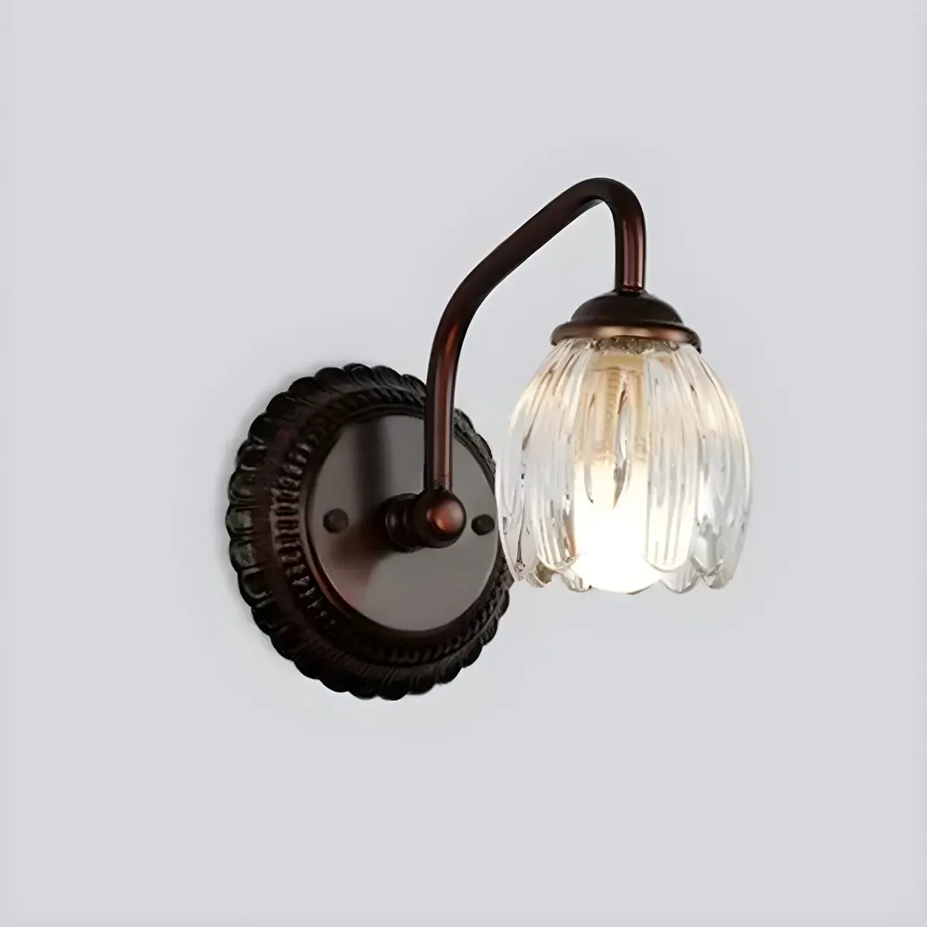 Elegant 3 heads Black Metal Wall Lamp with Crystal Globe