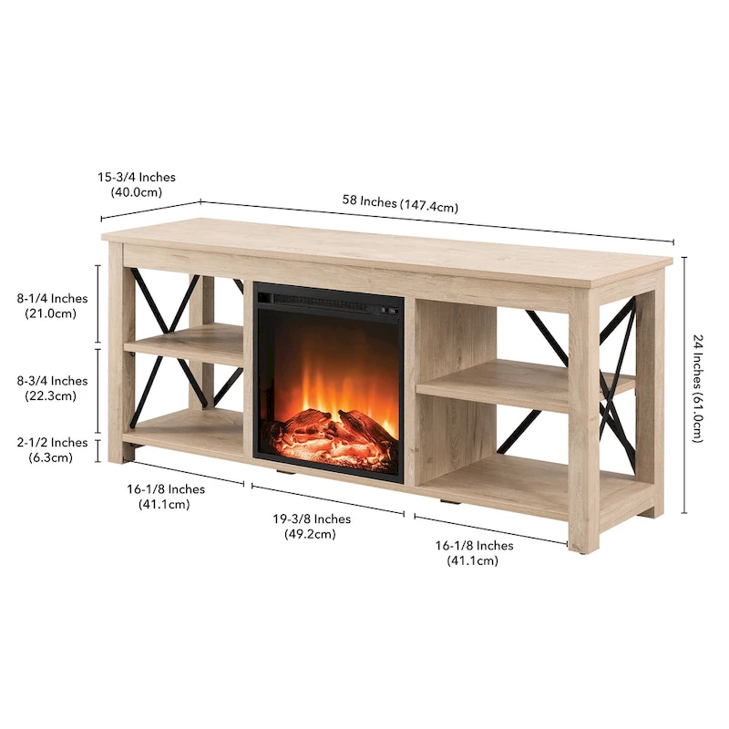 Sawyer TV Stand with Log Fireplace Insert