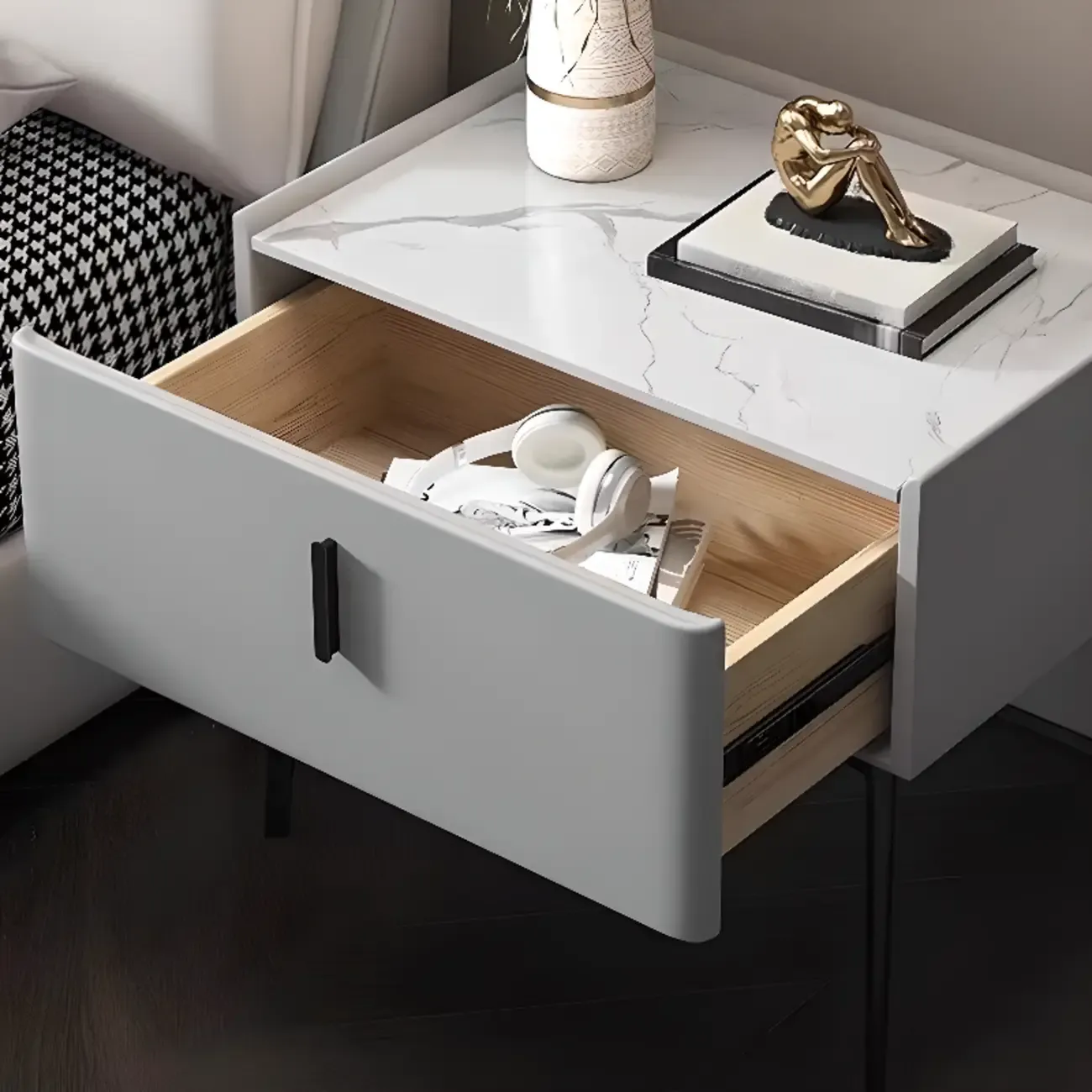 Modern Narrow Nightstand with Drawer
