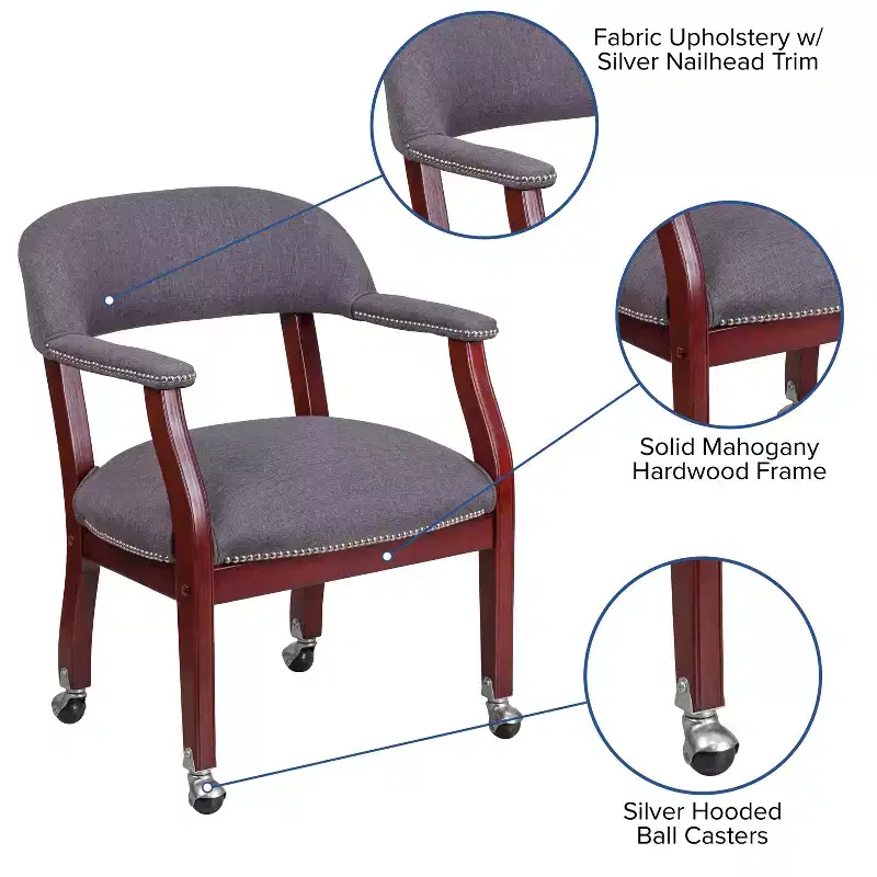 Emma and Oliver Conference Chair with Accent Nail Trim and Casters