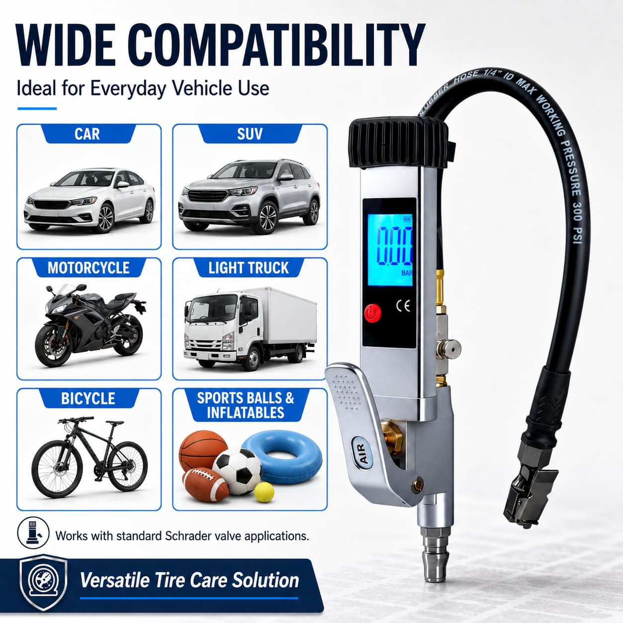 SEAPENG DP-708 Digital Tire Inflator Gauge, 5-230 PSI