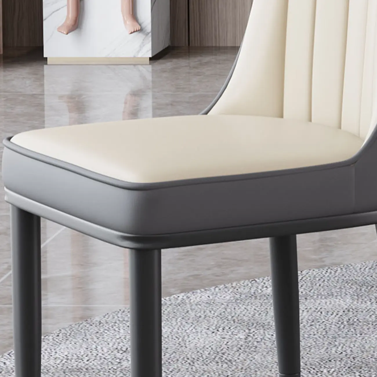 Modern Leather Upholstered Dining Chair with High Back