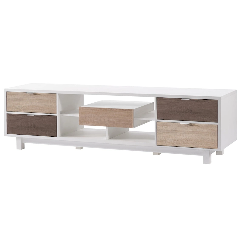 Yave Mid-century Modern White 70-inch Wood 2-Drawer TV Console by Furniture of America