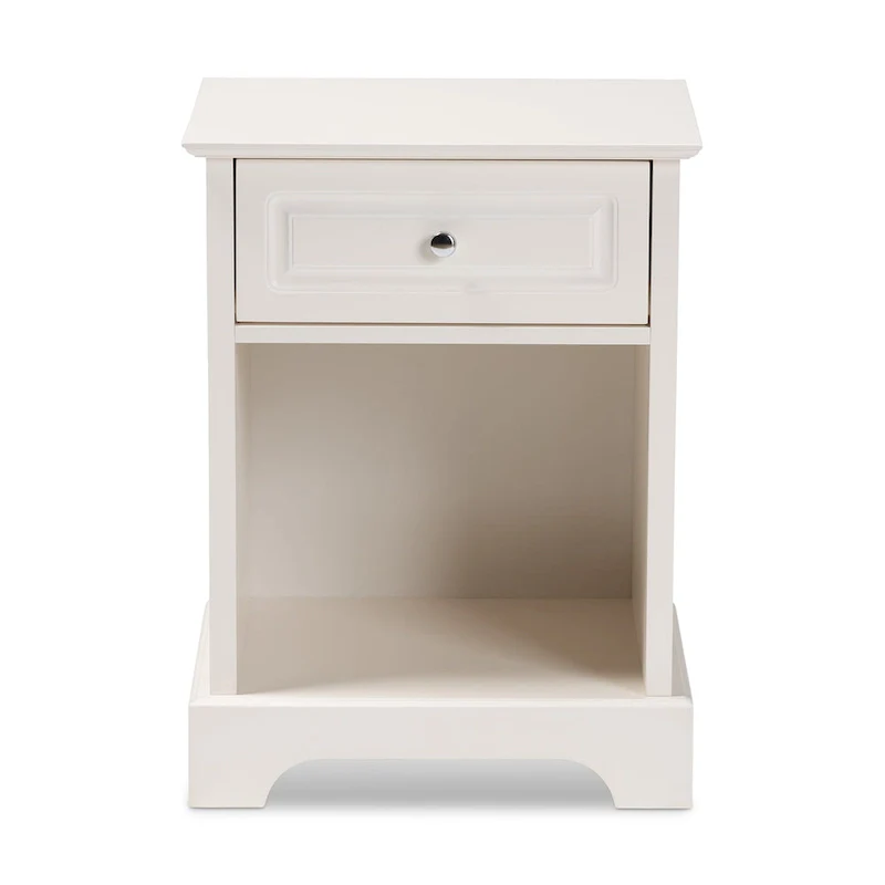 1-Drawer End Table with Open Shelf – Black / Off-White / Grey, MDF, Single