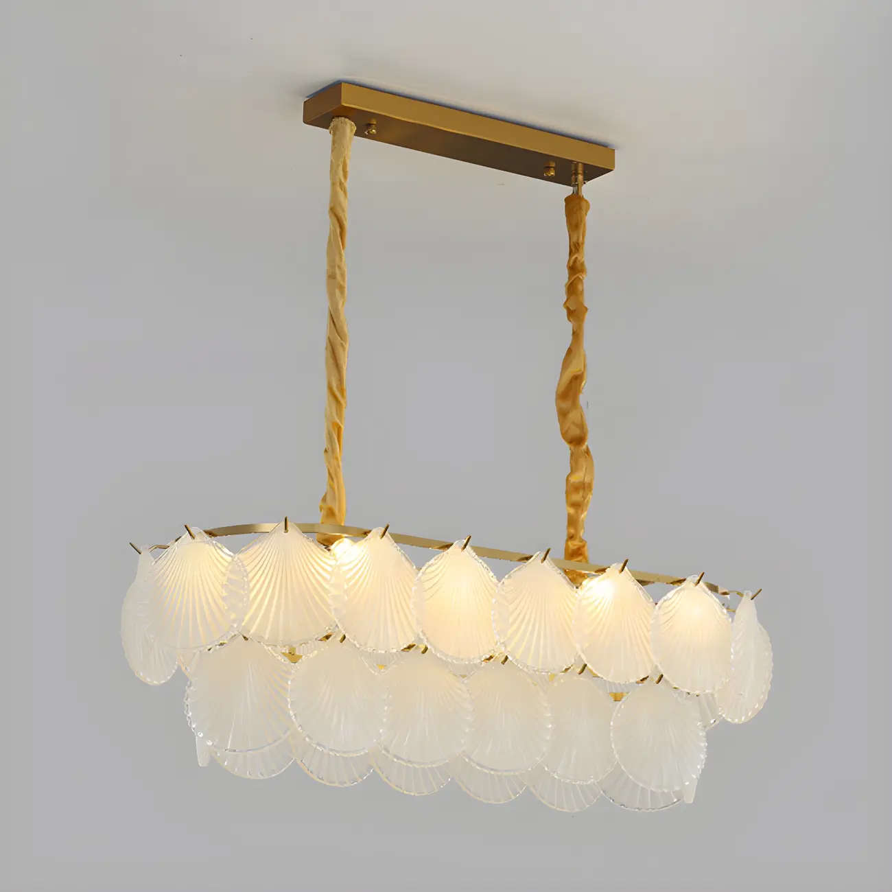Modern Gold Glass Island Chandelier with 8 Lights
