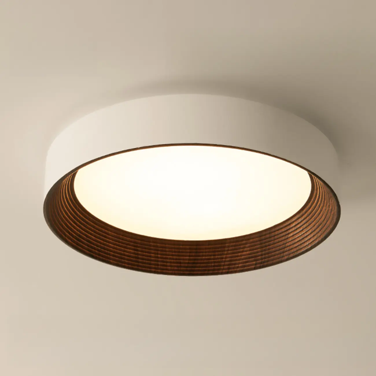 Walnut Round Flush Mount Ceiling Light