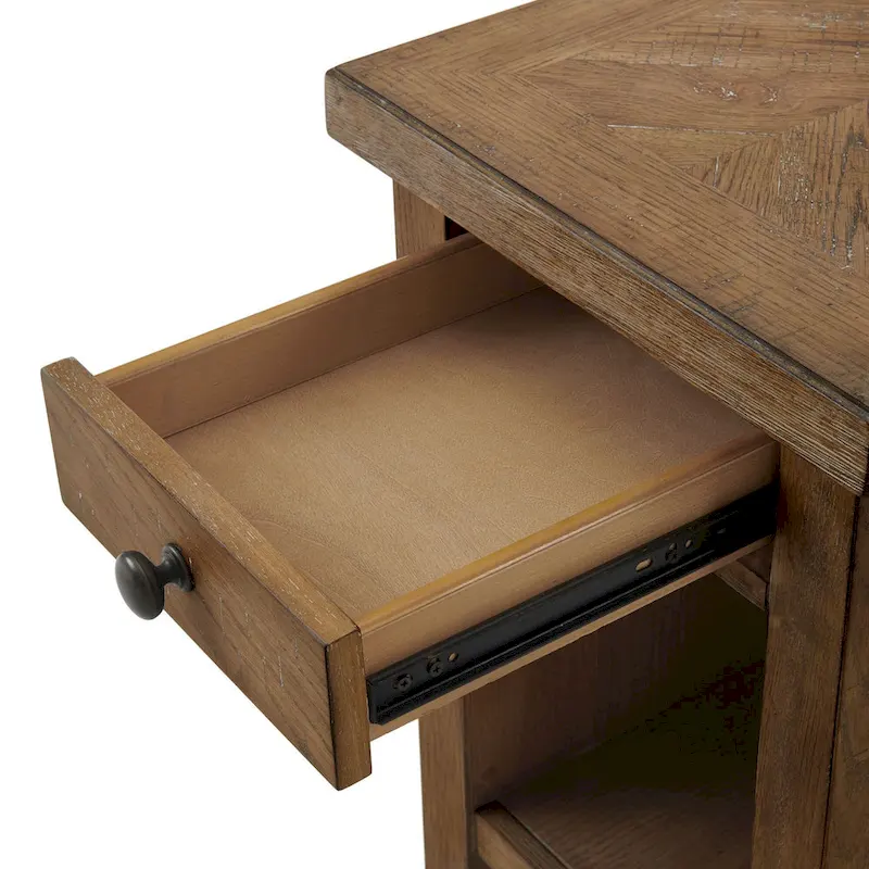 Landmark 16 Wide Chairside Table with 1 Drawer, Weathered Oak