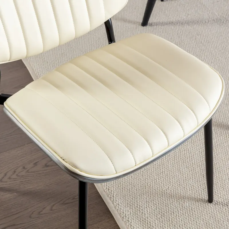 2PCS Faux Leather Chair with Metal Legs