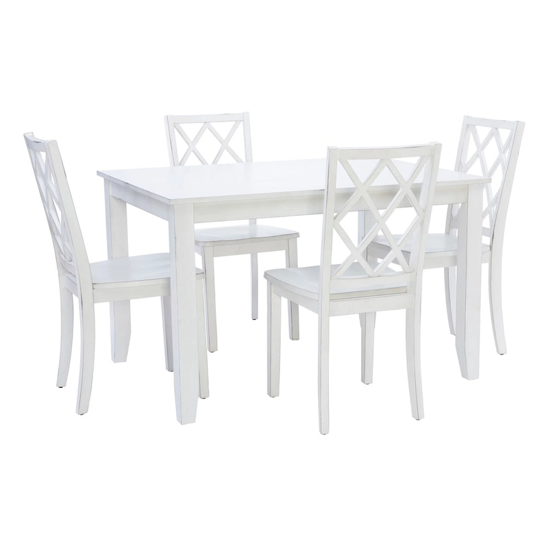 Harrow 5-piece White Farmhouse Dining Set
