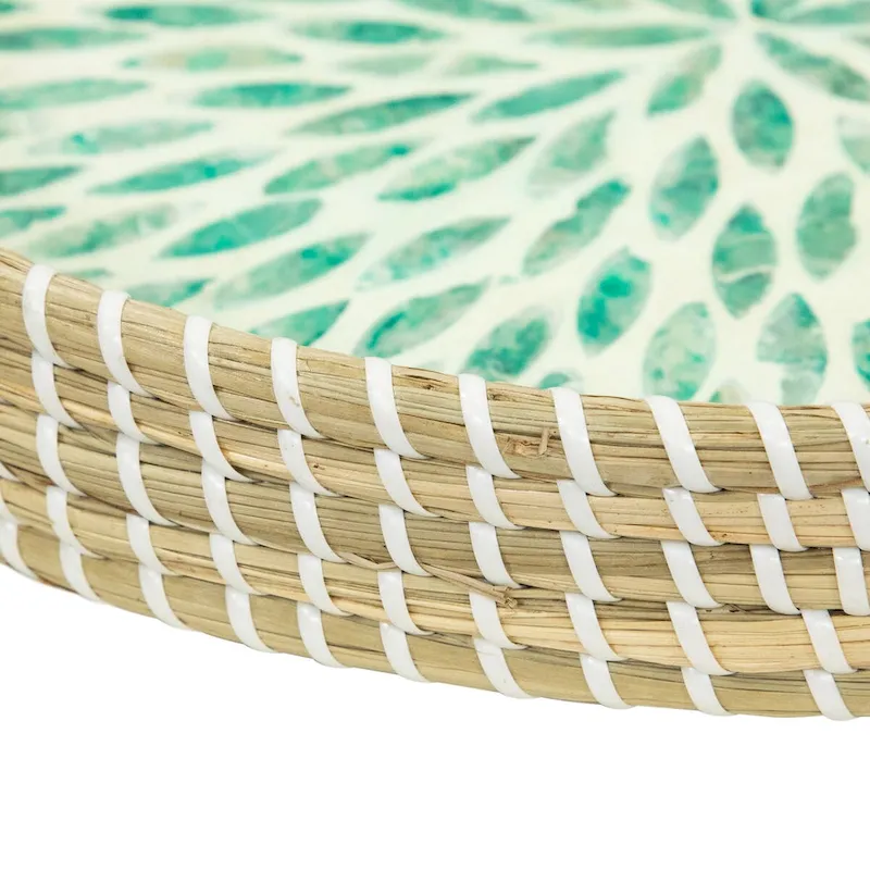 Seagrass and Capiz Display Trays - 15.75  - Set of 3