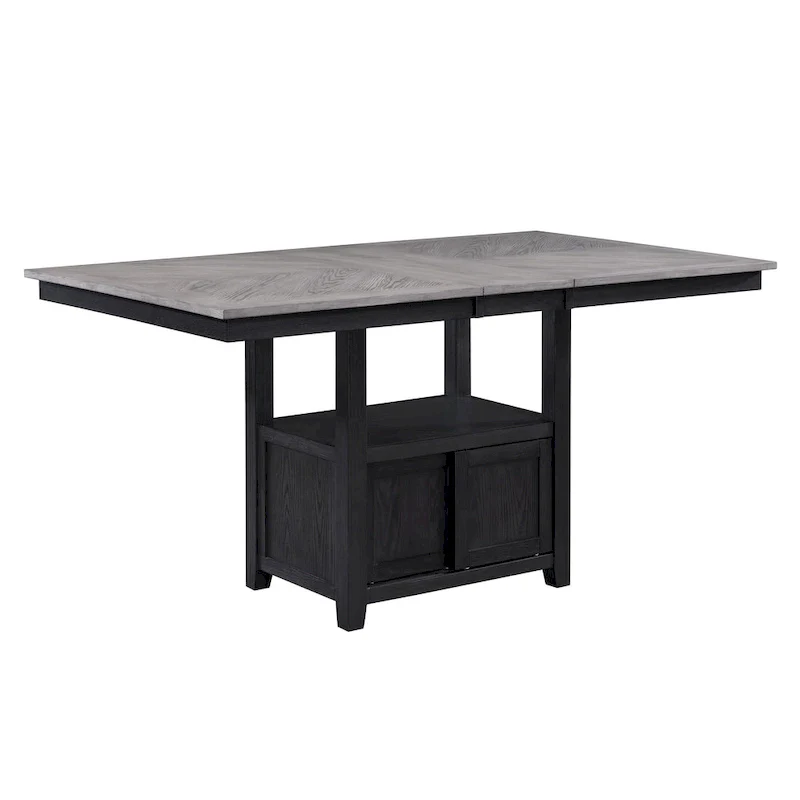 Patricia 60 -72 Inch Counter Height Table, Extendable, Light Gray, Black