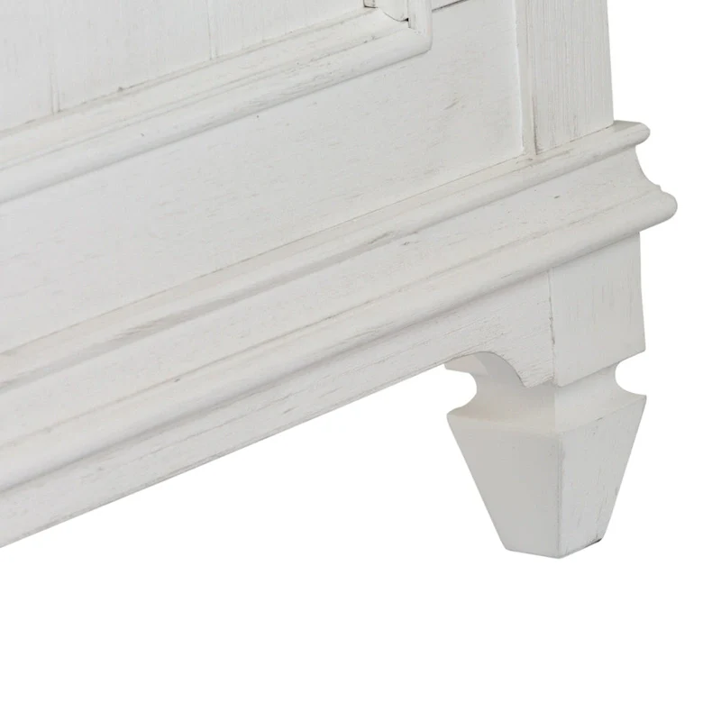 Wirebrushed White Charcoal Queen Panel Bed