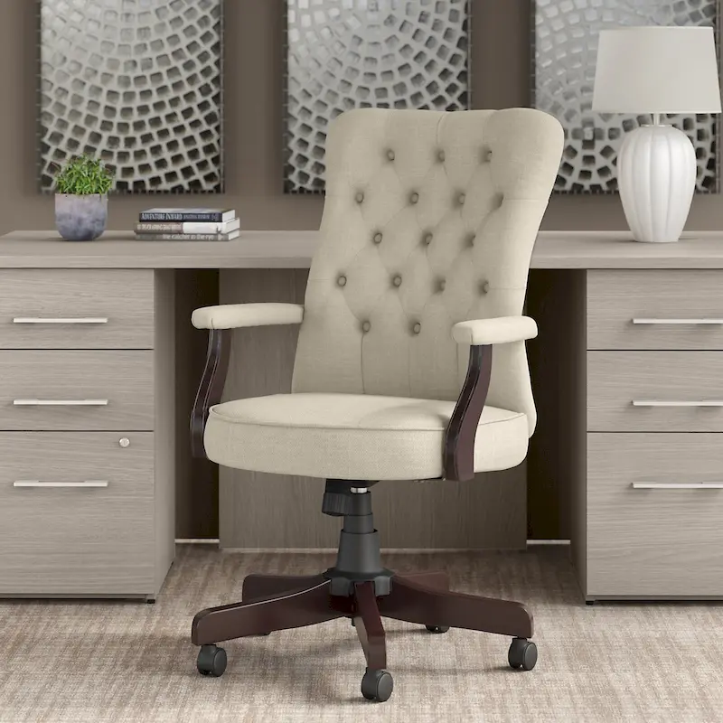 High Back Tufted Office Chair with Arms by