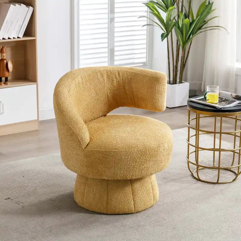 360 Degree Swivel Cuddle Barrel Accent Chairs with Wide Upholstered