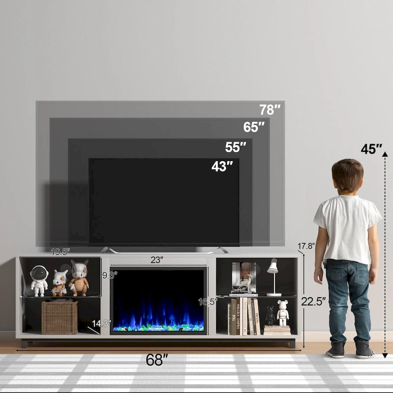 68 TV Cabinet with a 23 Electric Fireplace