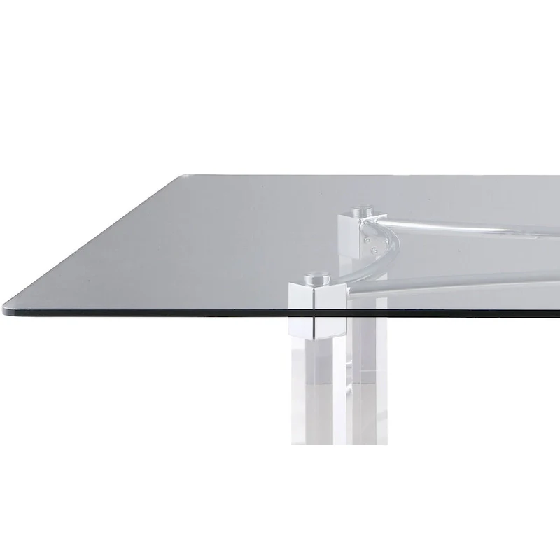 Somette Rectangular 5-Piece Glass Dining Set with Acrylic High-Back Side Chairs