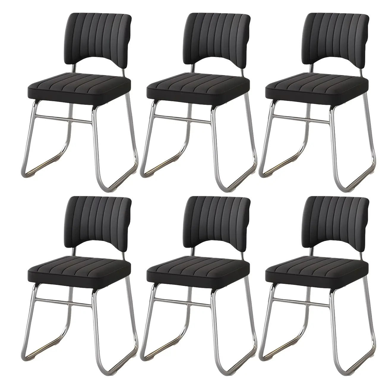Modern Black Steel Leather Upholstered Office Chair
