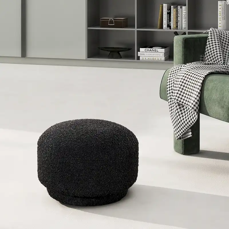 Fuji 15 Faux Sherpa Mushroom Footstool Ottoman