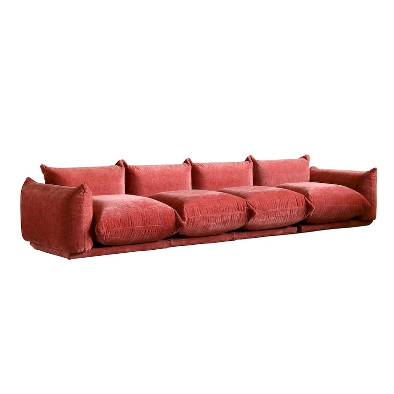 Mid-Century Modern Large 4 Seater Couch, Chenille Sectional Sofa 4 Seats Modular Couches with Thick Cushion