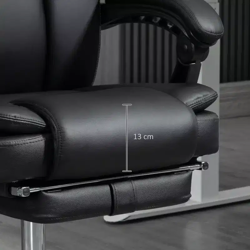 Vinsetto Massage Office Chair with Heat, Adjustable Height and Footrest, PU Leather Comfy Computer Desk Chair