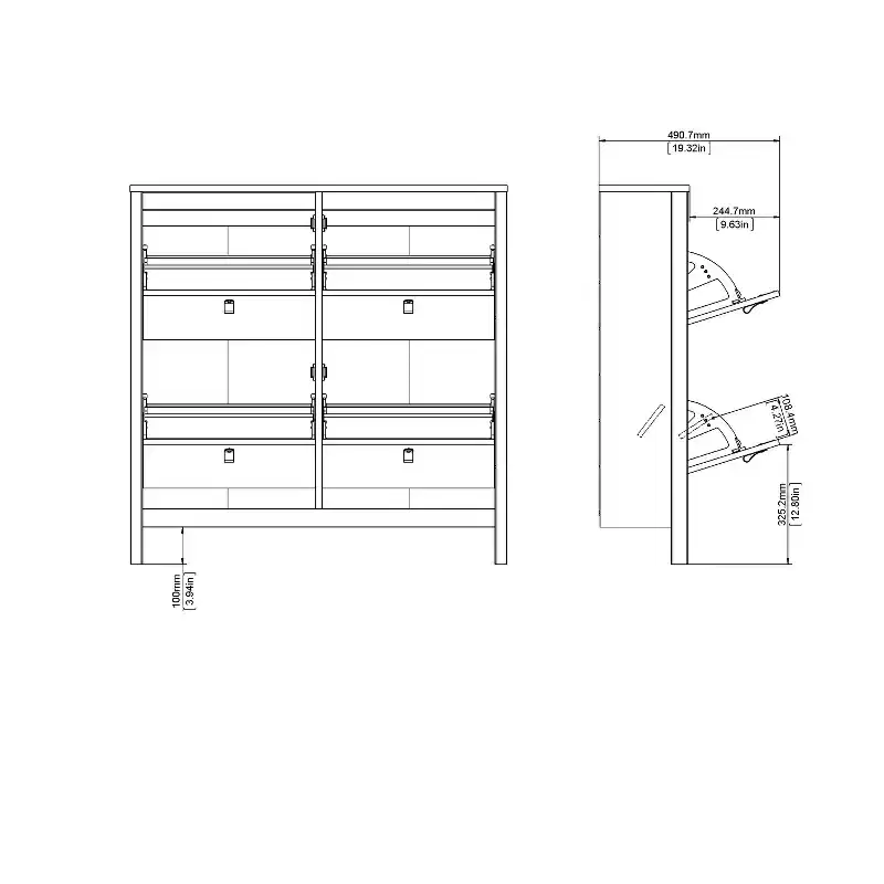 White 4-Drawer Shoe Cabinet, Modern-Traditional Style, Holds 16 Pairs