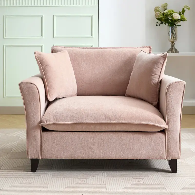 Oversized Chenille Fabric Armchair