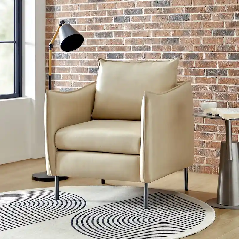 Jaime Modern Vegan Leather Accent Chair with removable Cushion by HULALA HOME