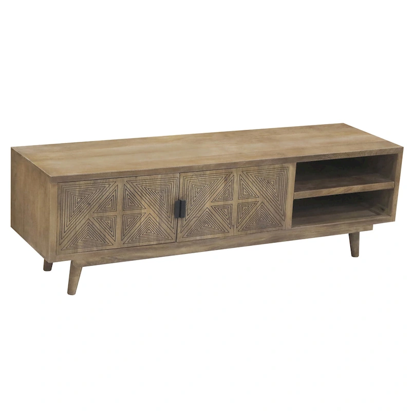 Bidi Mid-Century Modern 56-inch Wood 2-Open Shelf TV Stand by Furniture of America