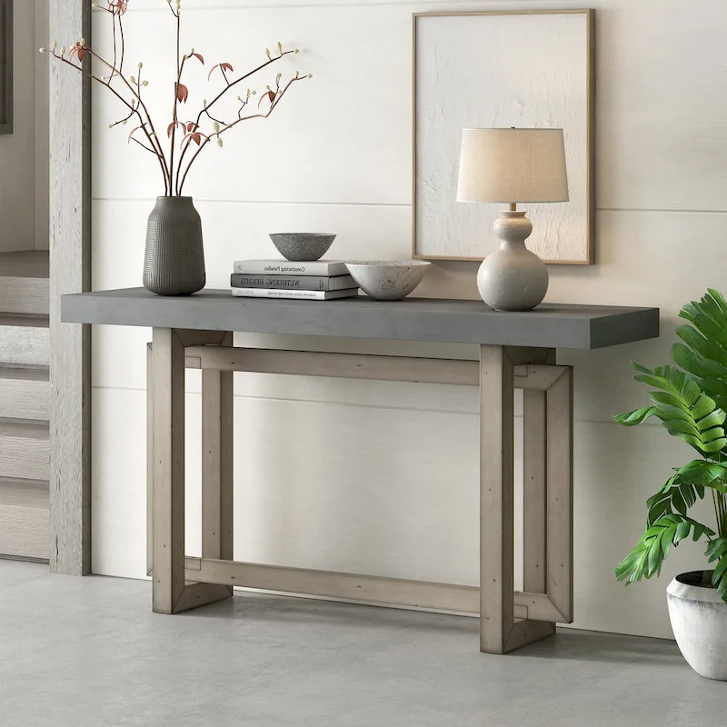 Minimalist Extra Long Entryway Table with Wood Top