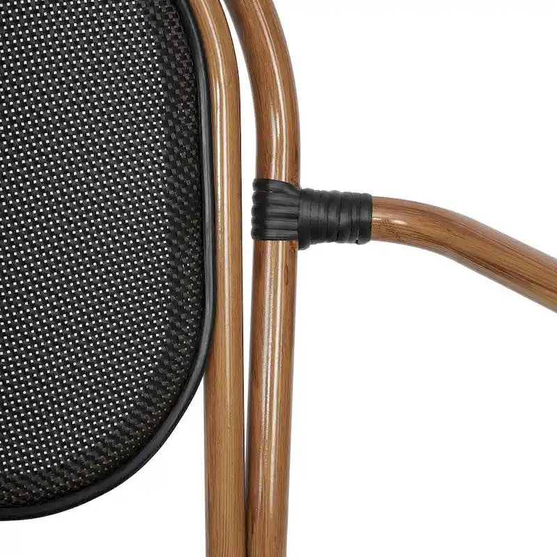 2 Pack All-Weather Commercial Paris Chairs with Arms and metal Frames - N/A