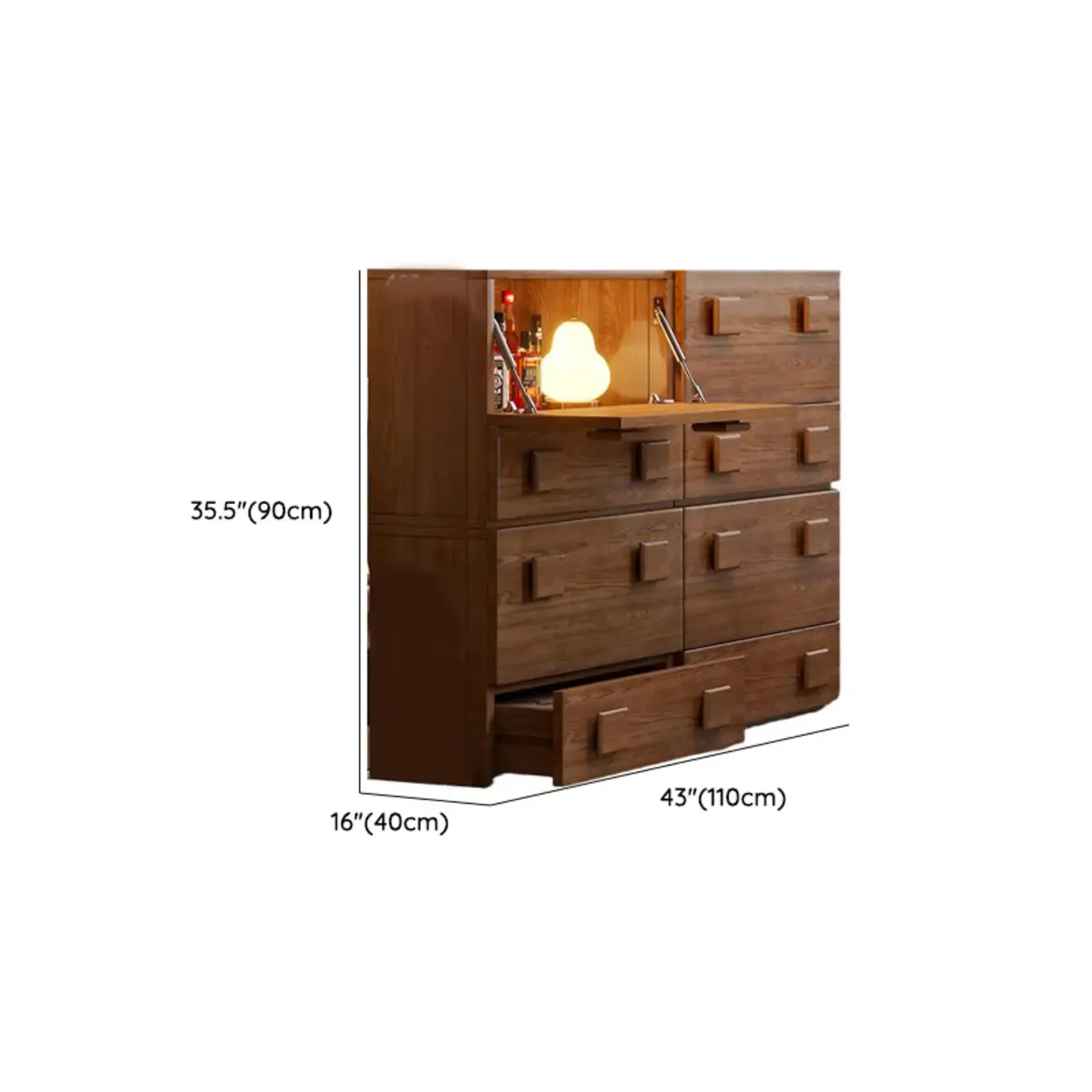 Drop-down Wood Chest Of Drawers Cabinet