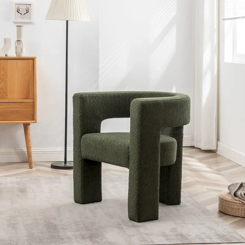 KINWELL 28 Wide Boucle Upholstered Square Armchair