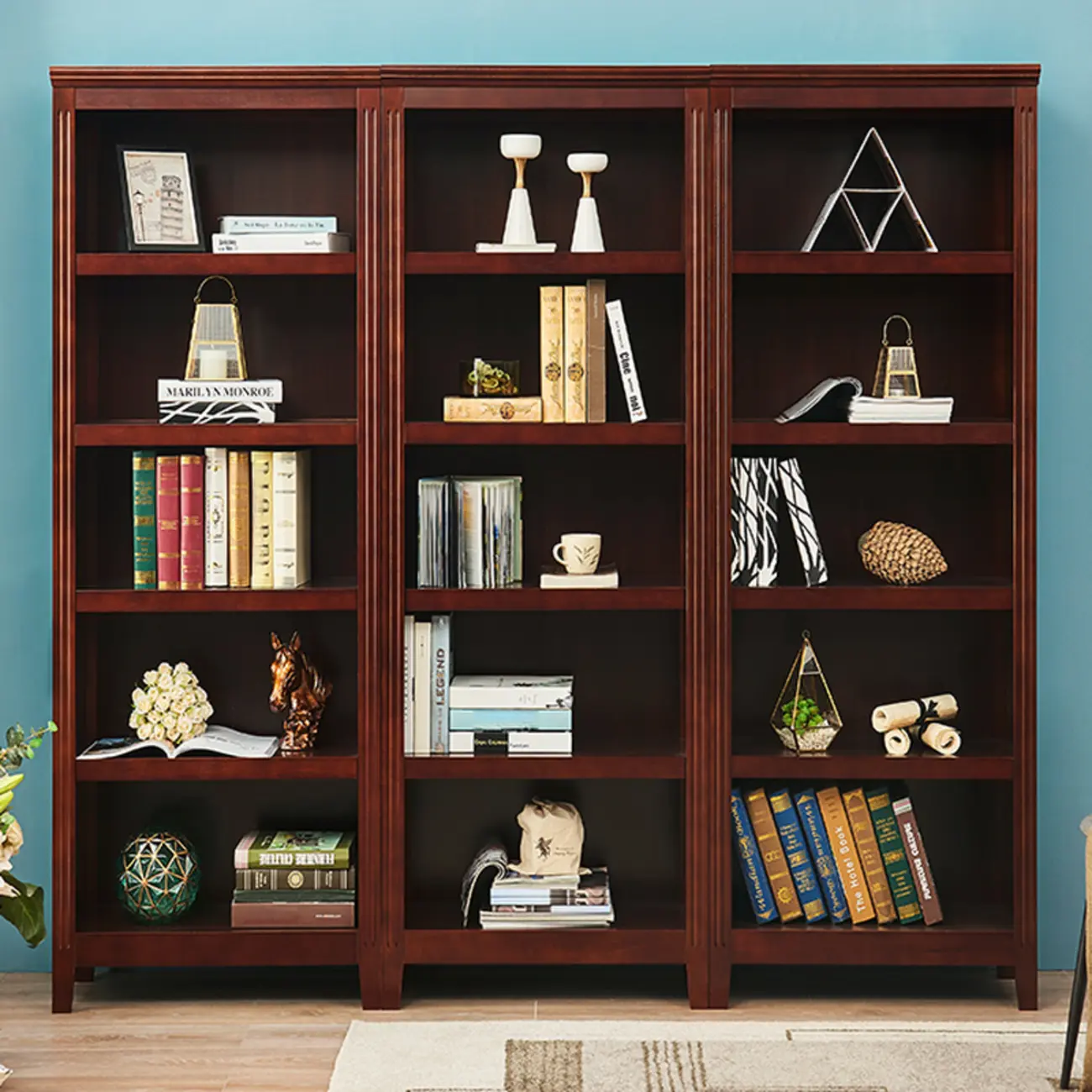 Classic Birch Wood 5-Tier Vertical Barrister Bookcase