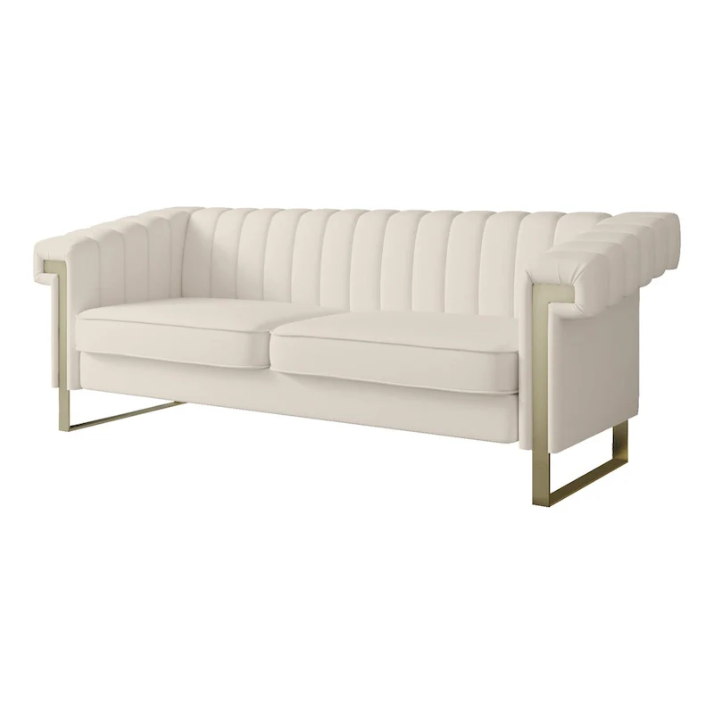 Takefuns Traditional Chesterfield Tufted Velvet Sofa, Couch with Removable Cushions and Gold Legs