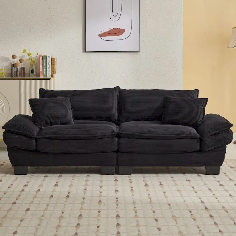 Corduroy Upholstered Deep Seat Sofa