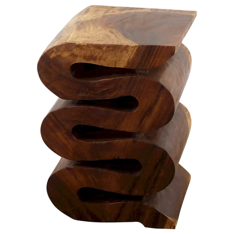 Wave Verve Accent Snake Table 12x14x20 in H Walnut Oil - 12 x 14 x 20