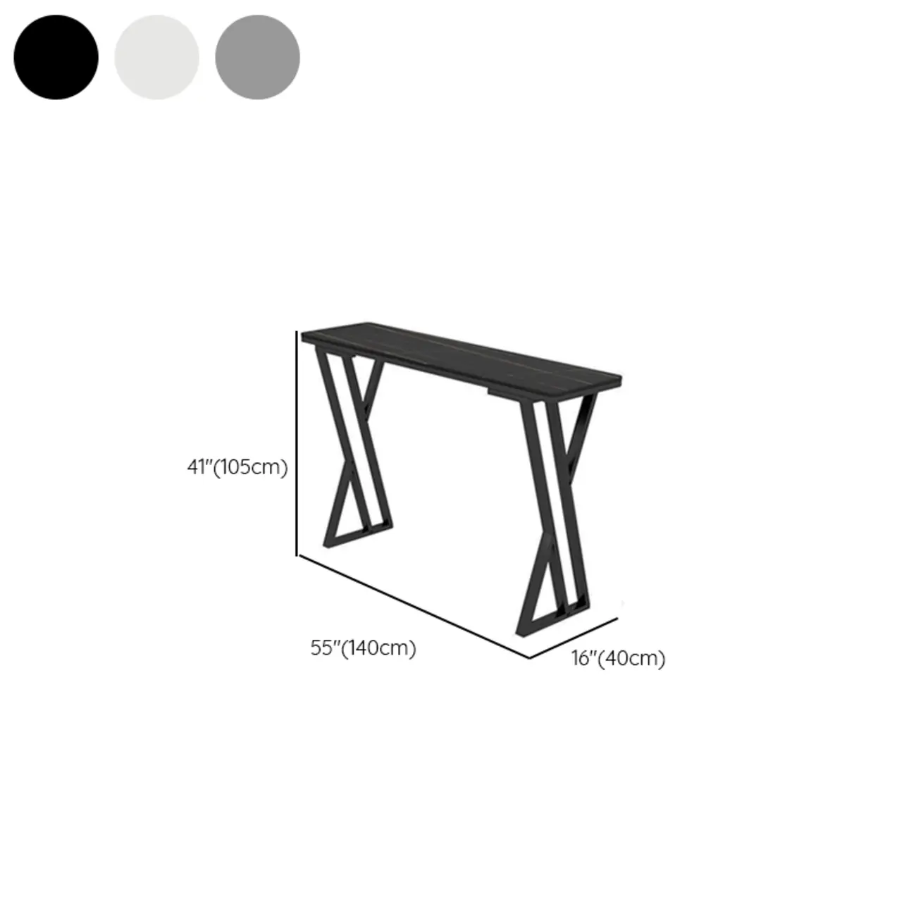 Rectangular Sleek Stone Top Metal Gray Double Pedestal Bar Table