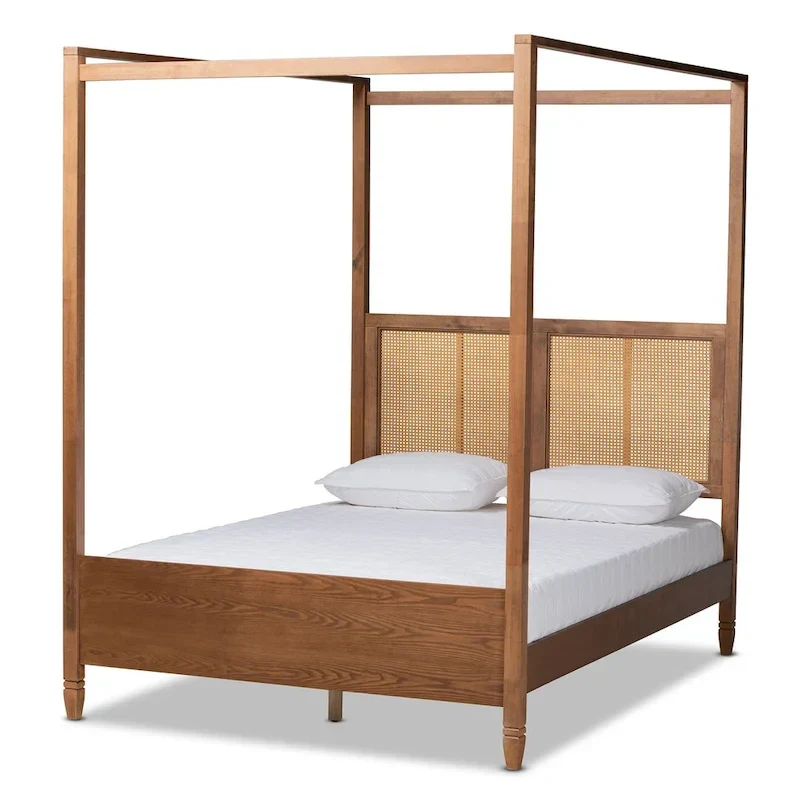 Newport Furnishings Malia Modern Synthetic Rattan Canopy Bed - Queen