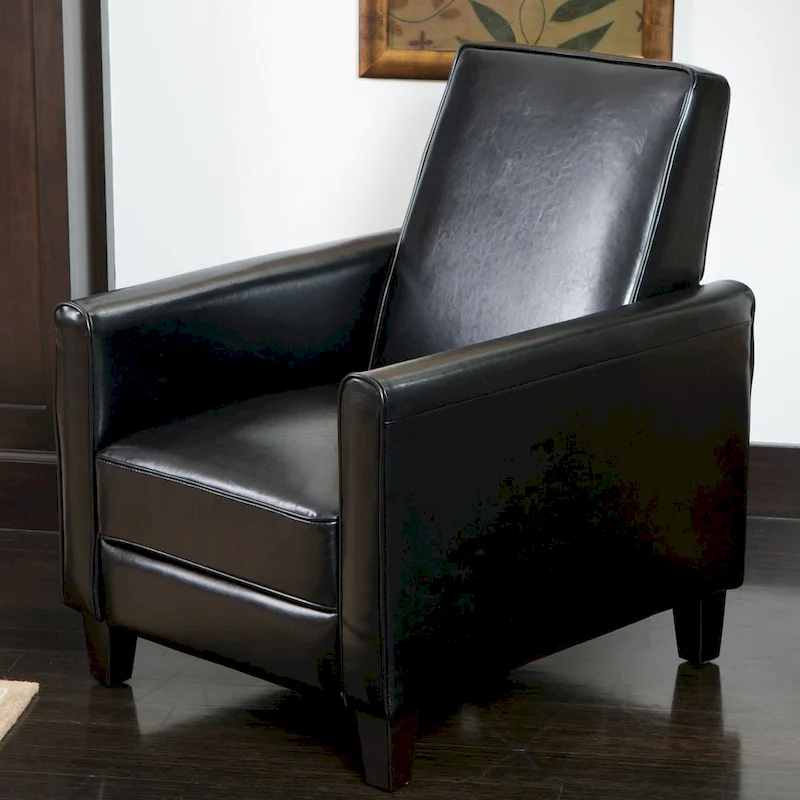 Darvis Black Bonded Leather Recliner Club Chair by Christopher Knight Home