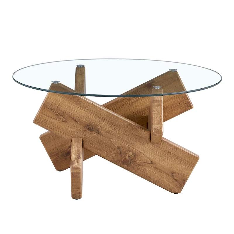 33.4 Modern Round Tempered Glass Table