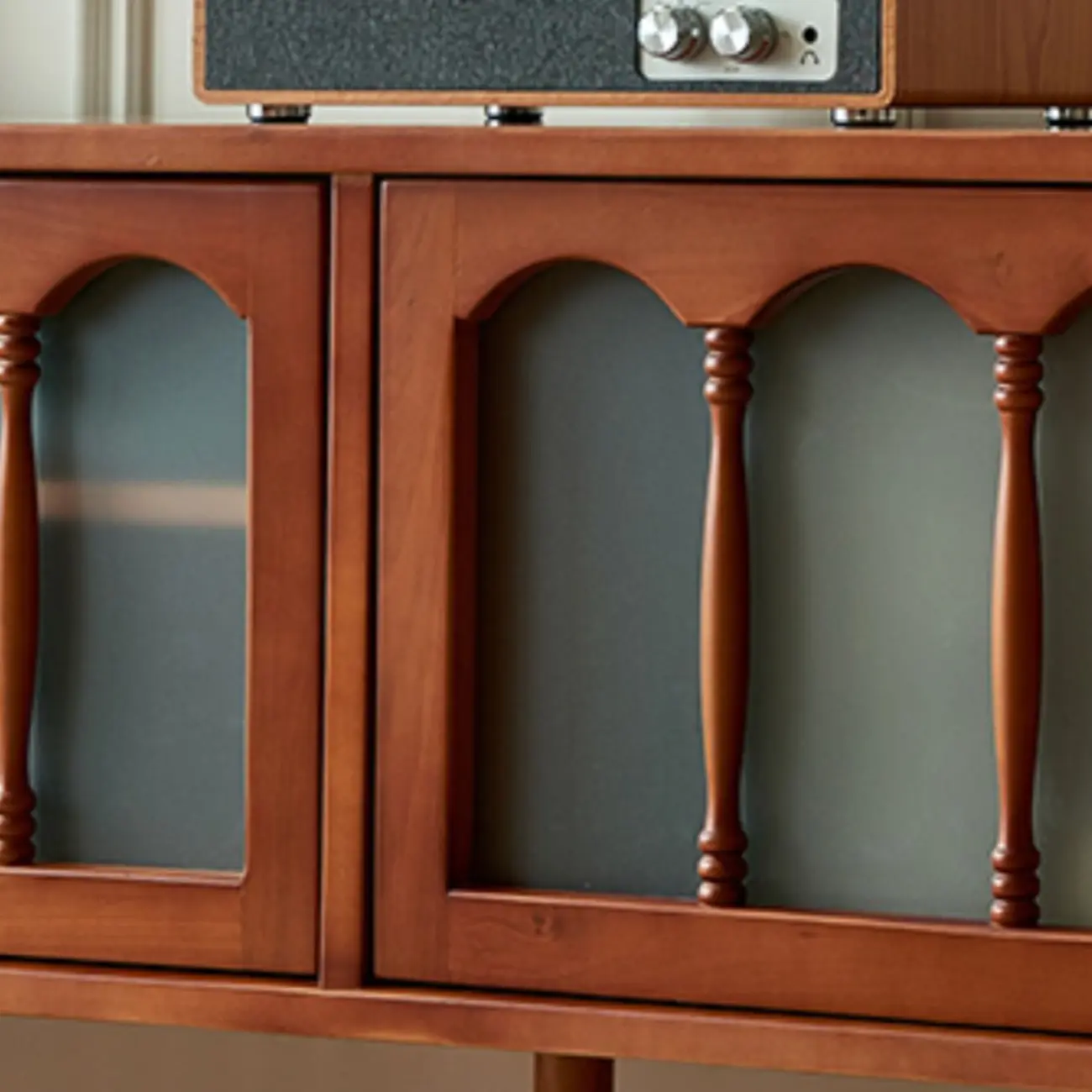 Art Deco Modern Wood TV Stand with Cable Management