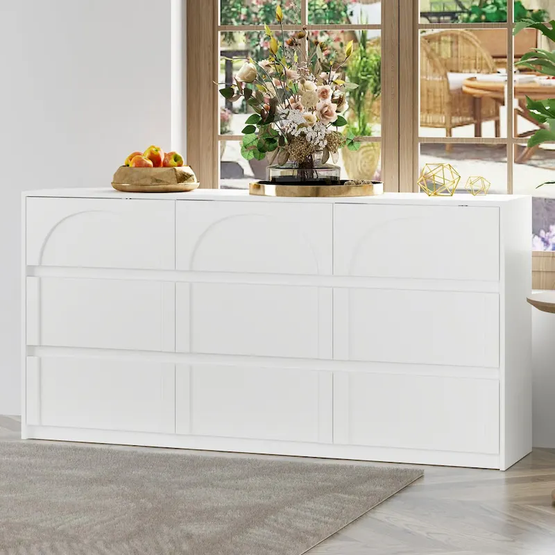 White 9-Drawer Dresser with Modern Design and Safety Features