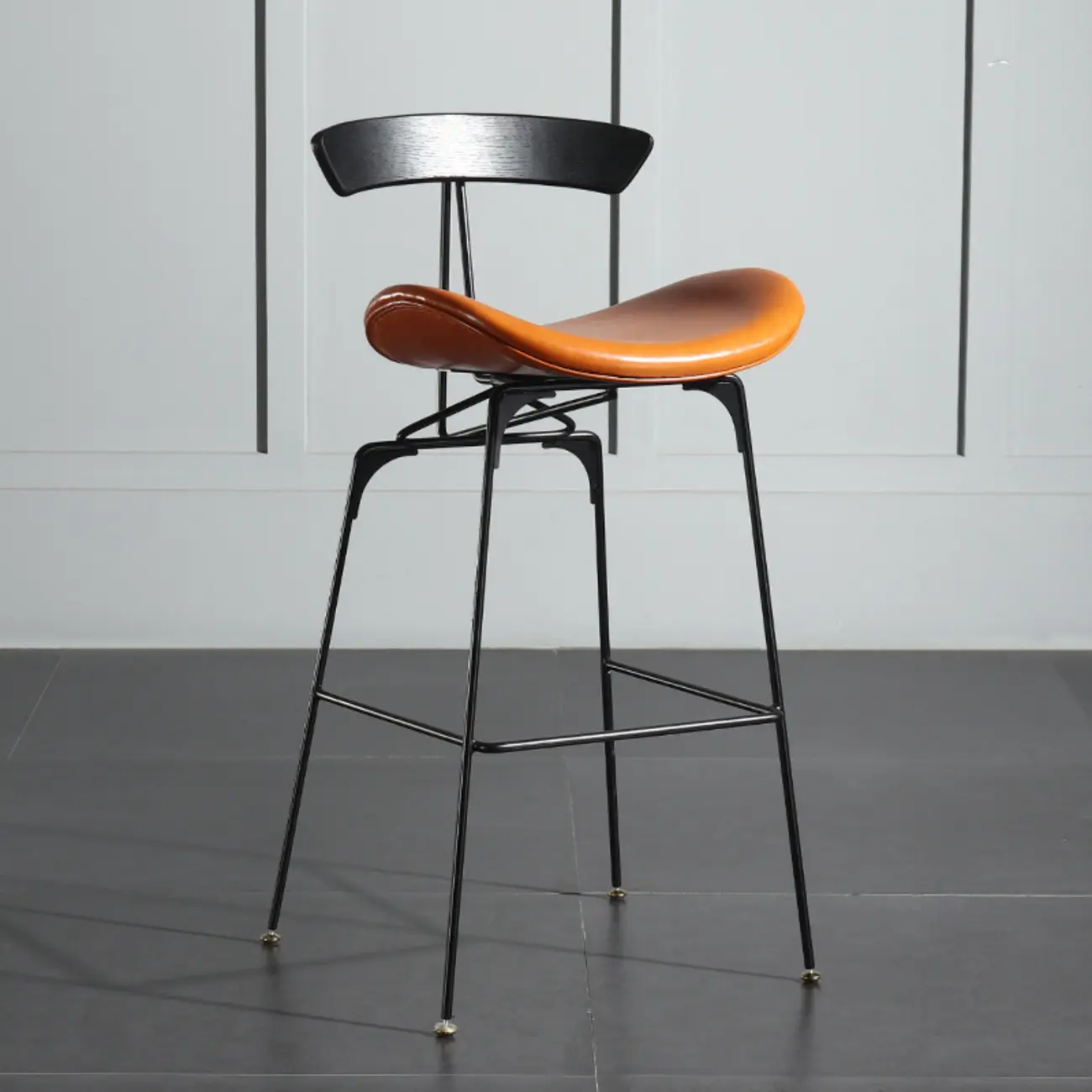 Modern Saddle Genuine Leather Low Back Bar Stool