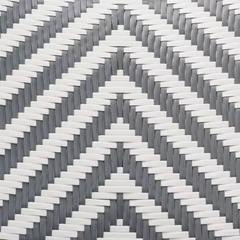 bali & pari Shai Modern French Grey and White Weaving and Natural Rattan Bistro Chair