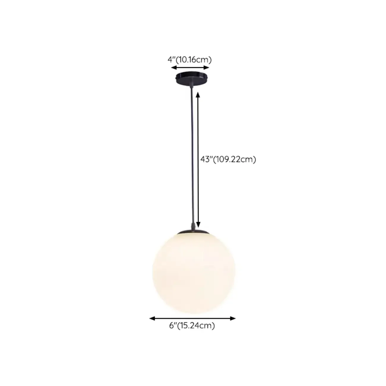 Modern White Glass Globe Pendant Light