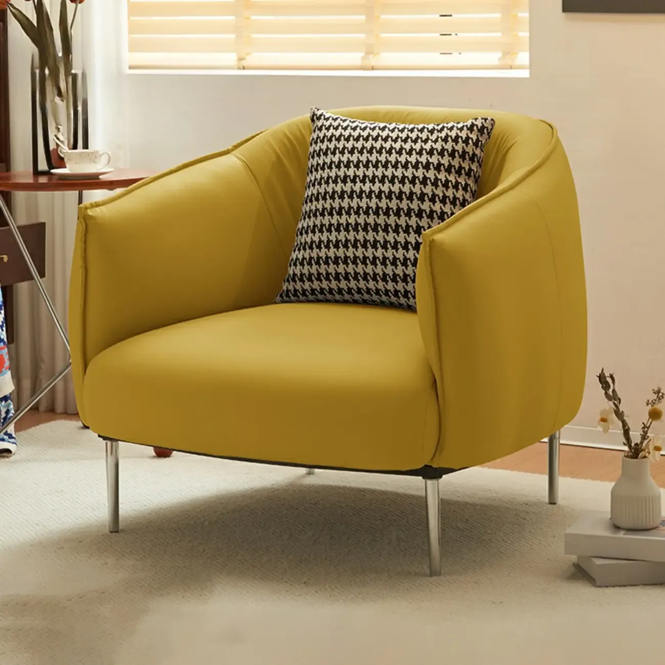 Modern Black Leather Lounge Chair Living Room